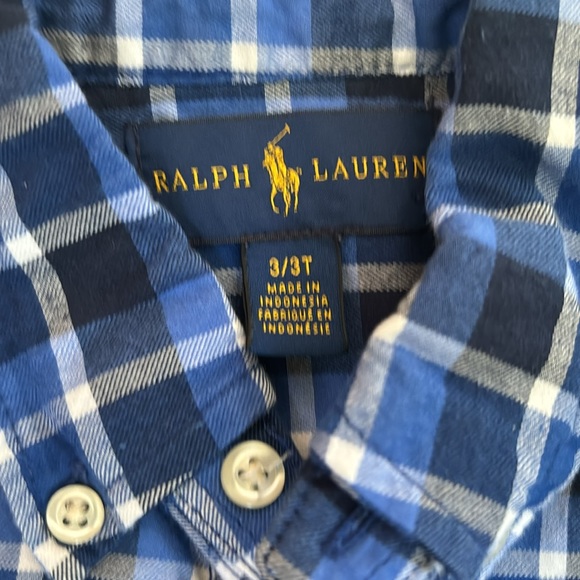 Ralph Lauren boy size 3/3T blue long sleeve button-down - Picture 4 of 6